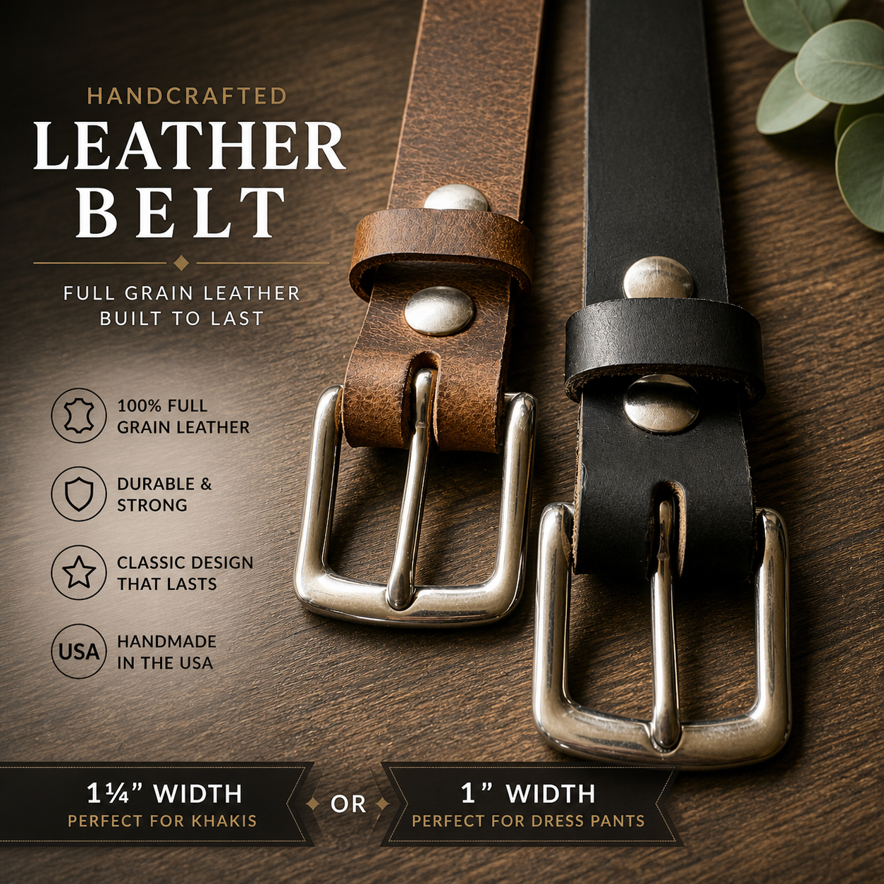 1" DRESS LEATHER BELT