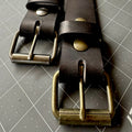 Dark Brown Silver Buffalo Leather Belt