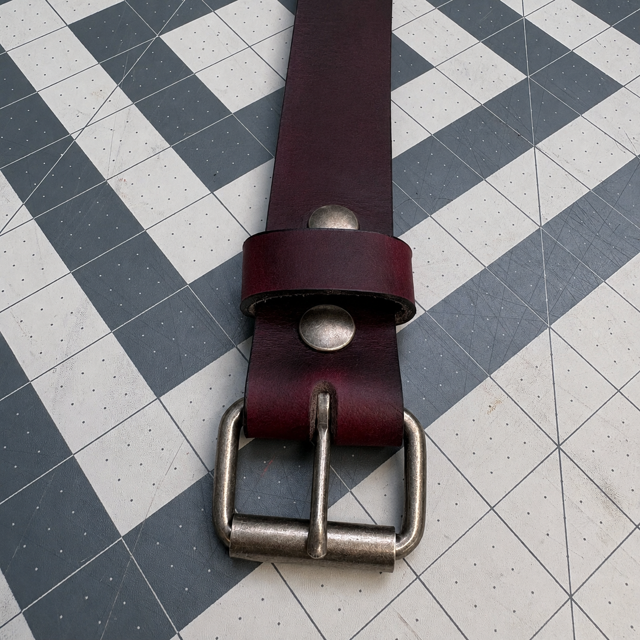 Cordovan Silver Buffalo Leather Belt