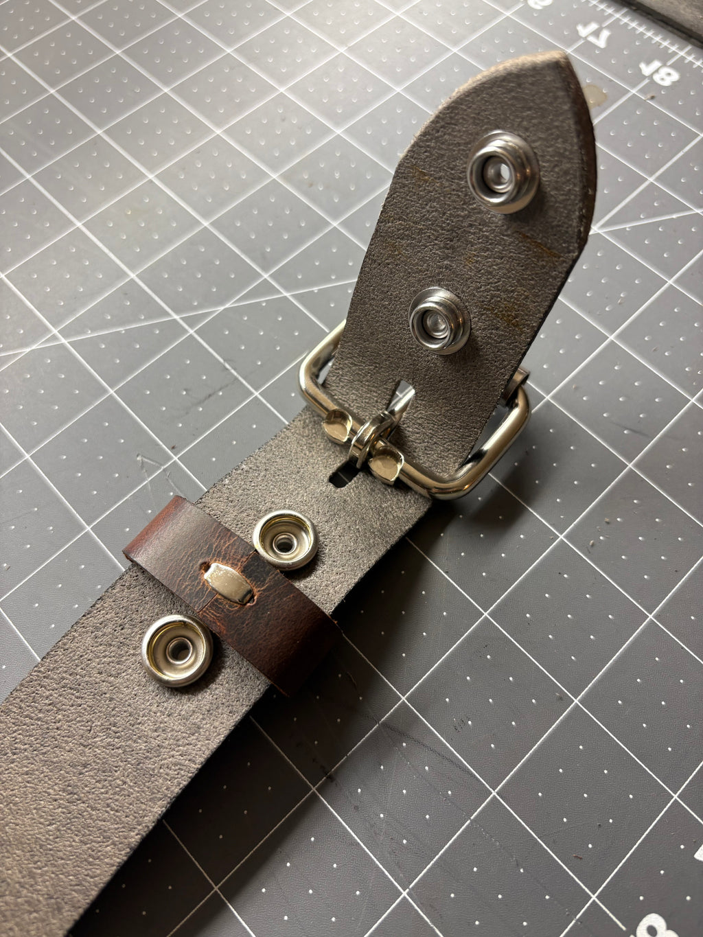 Dark Brown Silver Buffalo Leather Belt