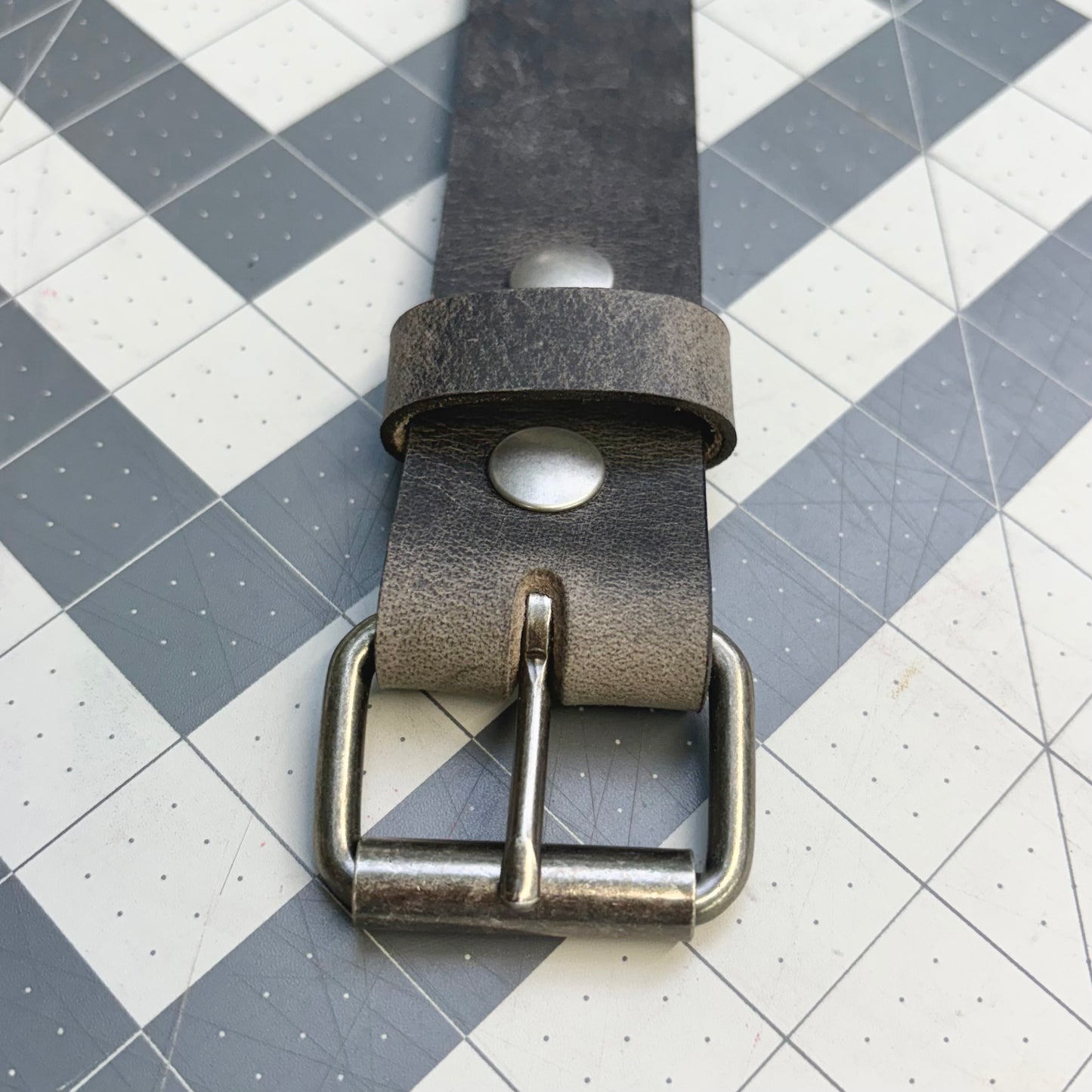 Grey Silver Buffalo Leather Belt