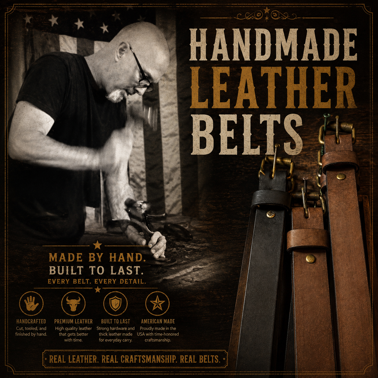 1.5" THARP WORK LEATHER BELT Heavy-Duty 11 oz Leather — Built for Work. Made for Everyday. (Copy)