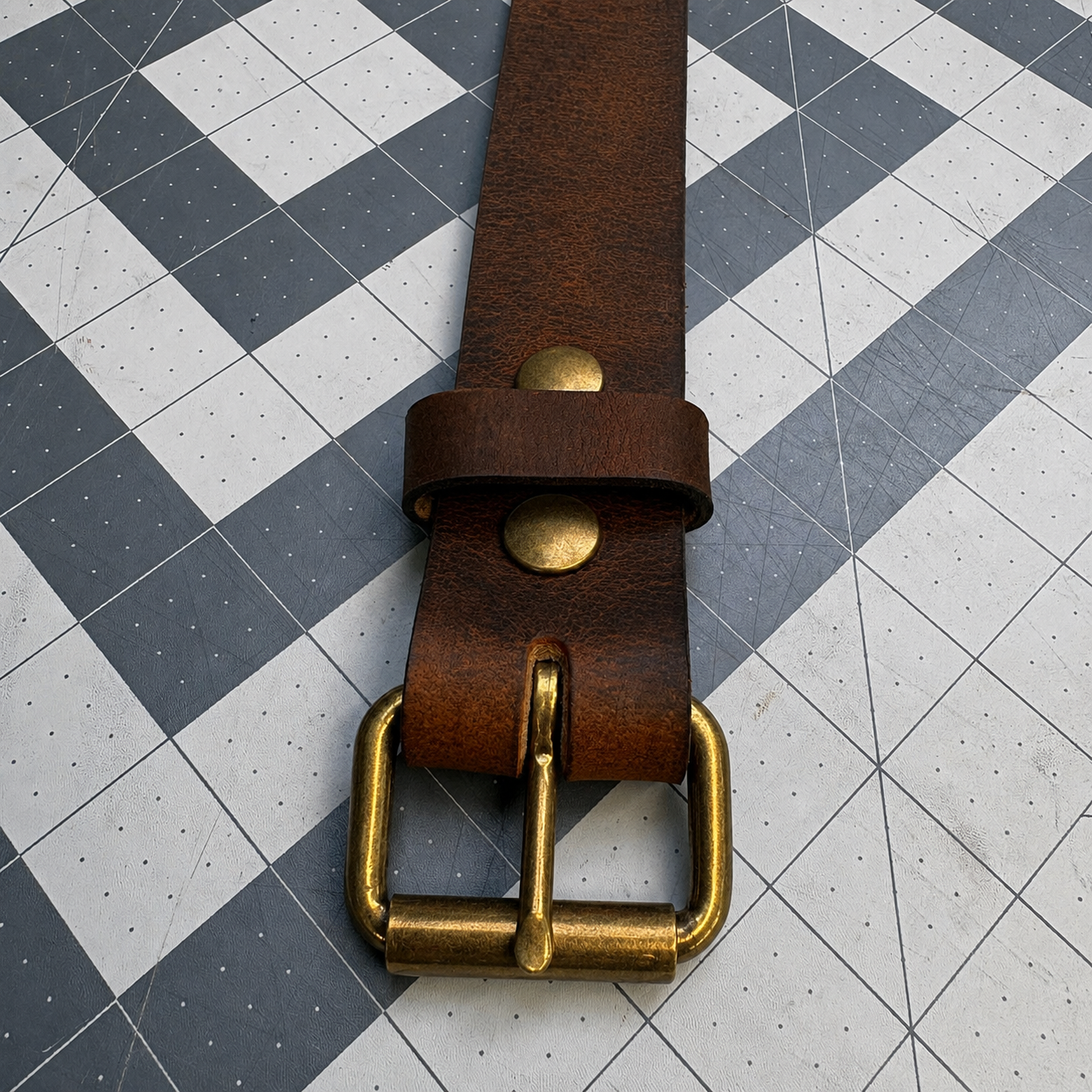 Orange Brass Buffalo Leather Belt