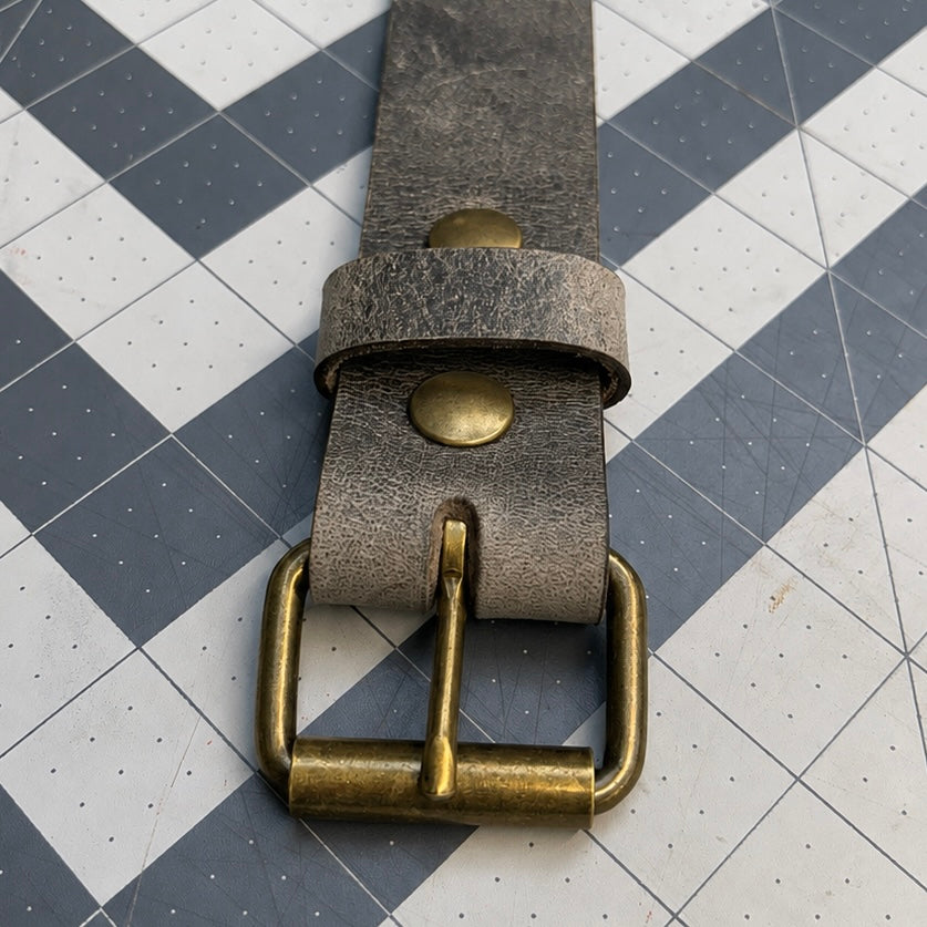 Grey Brass Buffalo Leather Belt