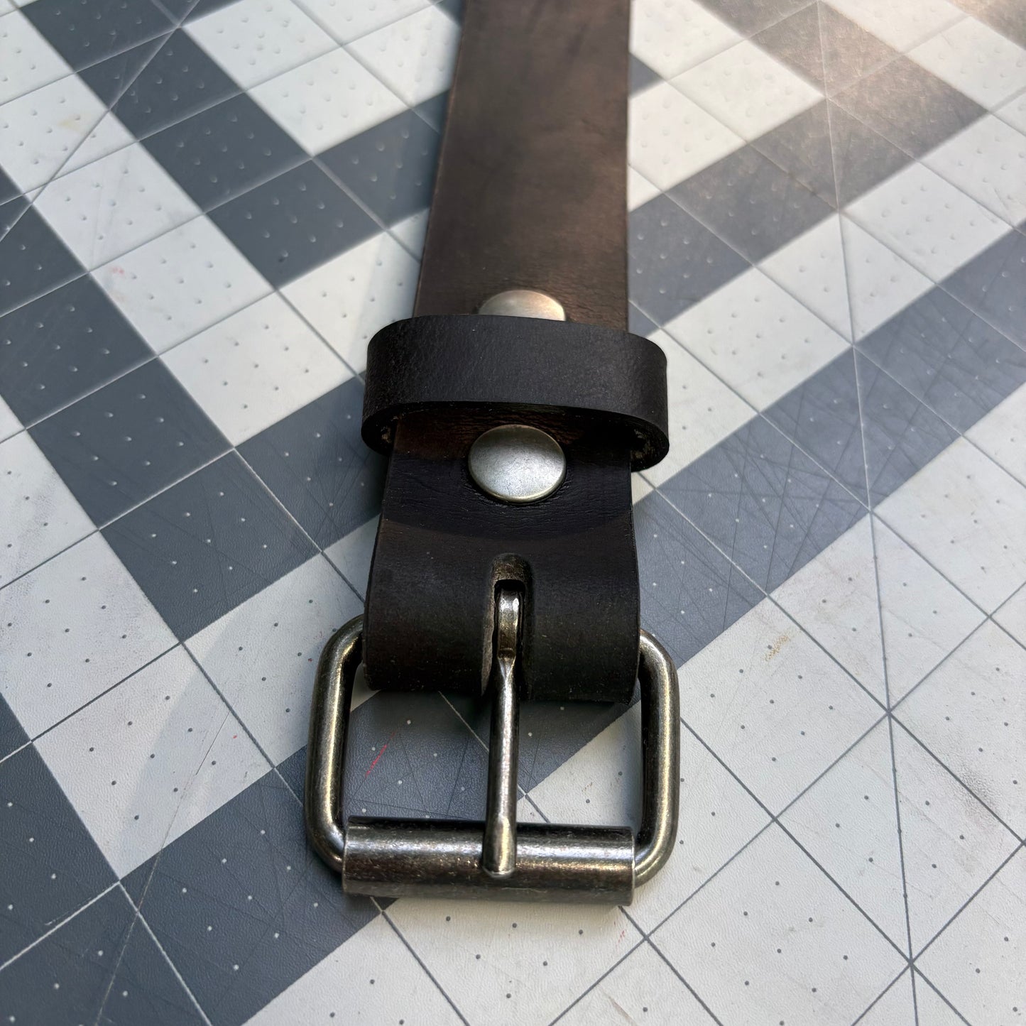 Black Silver Buffalo Leather Belt