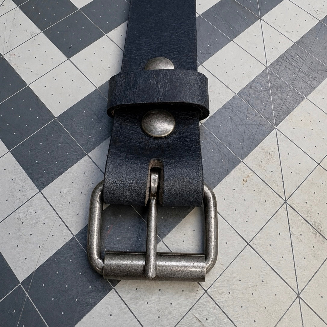 Blue Silver Buffalo Leather Belt