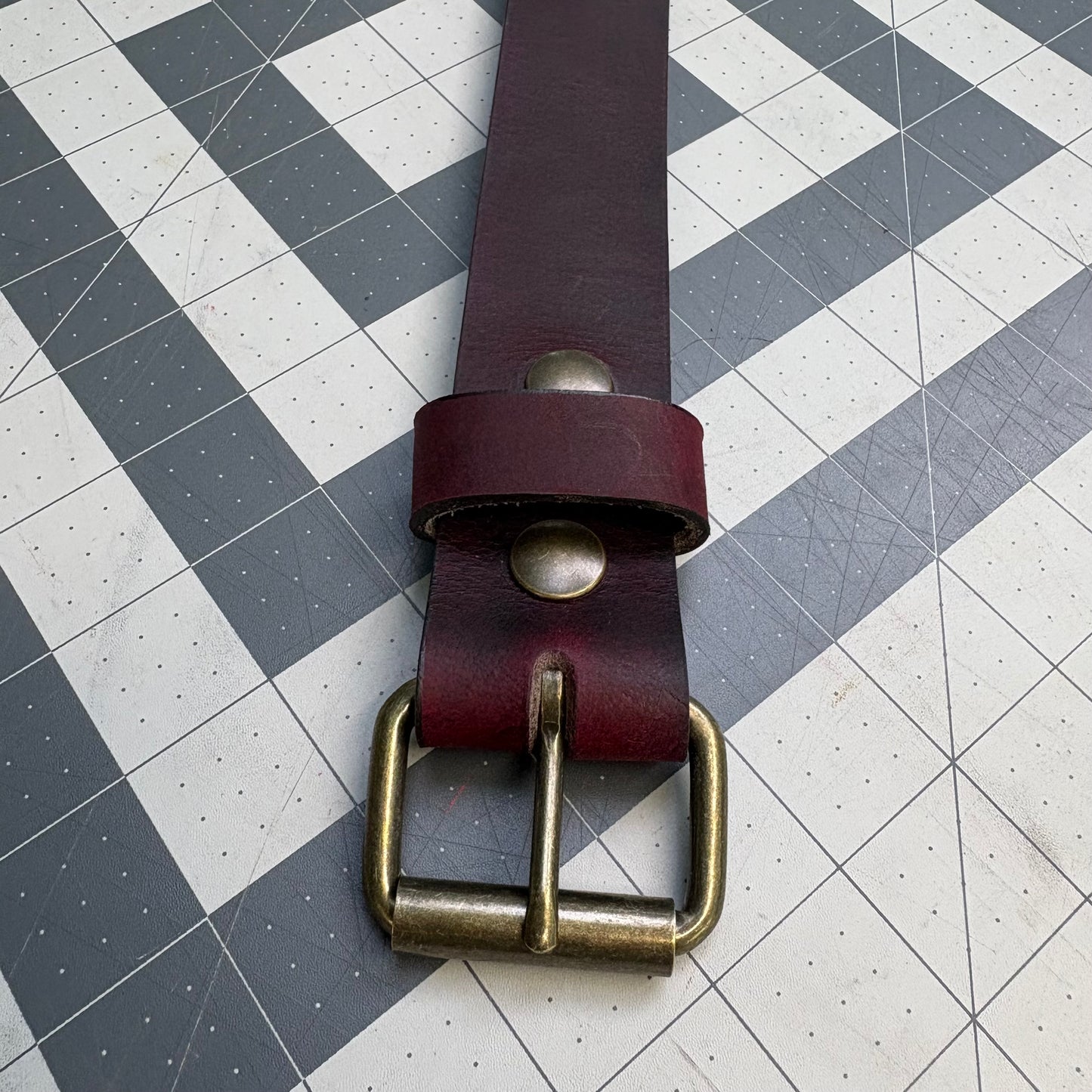 Cordovan Brass Buffalo Leather Belt