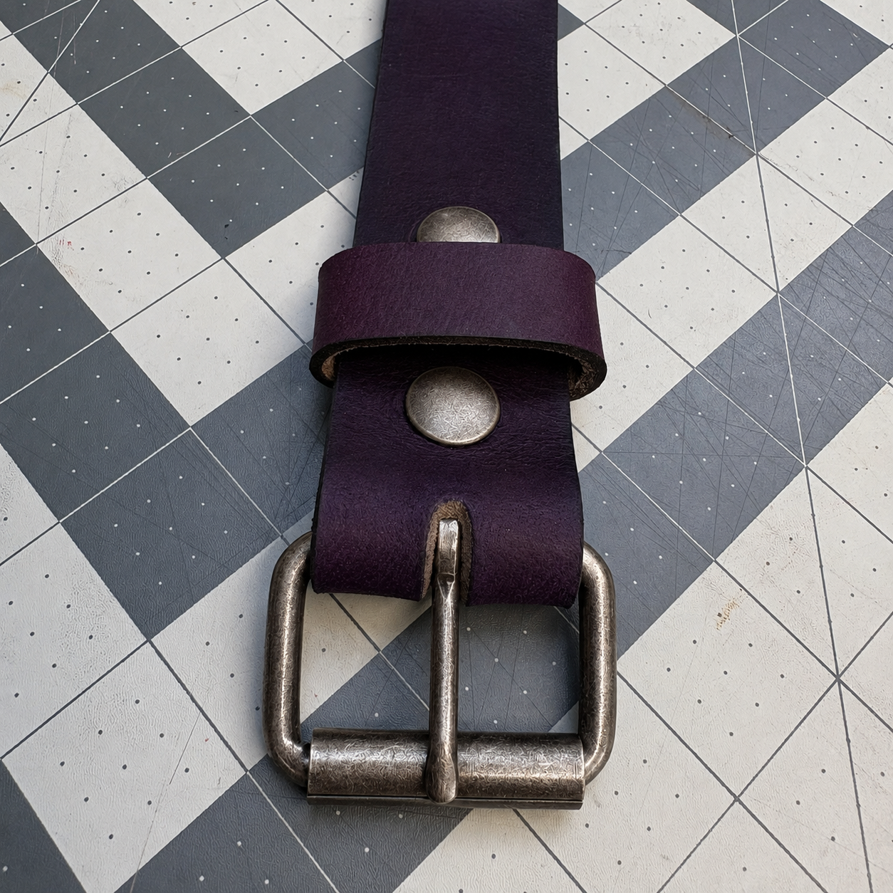 Plum Silver Buffalo Leather Belt