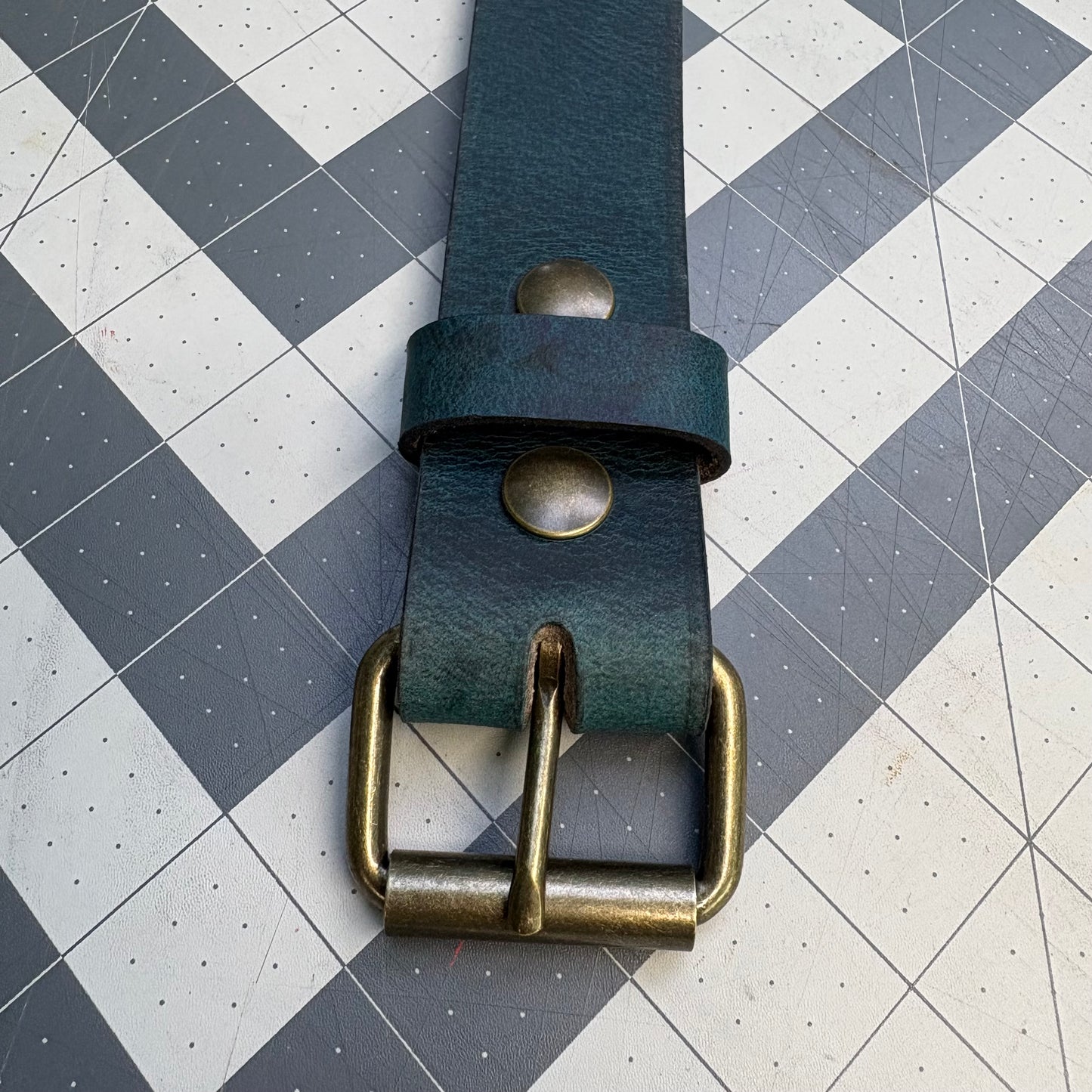 Turquoise Brass Buffalo Leather Belt