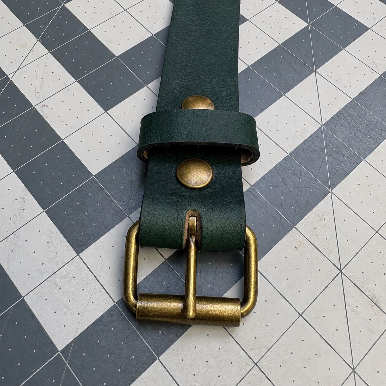 Jade Brass Buffalo Leather Belt